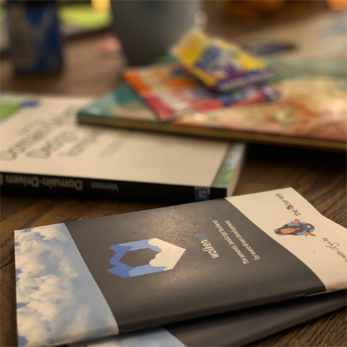 Desk with books